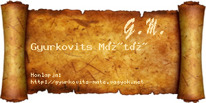 Gyurkovits Máté névjegykártya